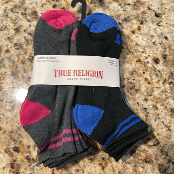 New True Religion ladies 10 pack cushion quarter socks - Picture 1 of 5